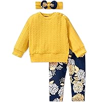 fioukiay Baby Girls Clothes Infant Little Kids Ribbed Romper Bodysuit Clothing Sets Fall Winter Outfits