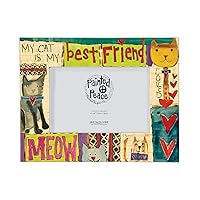 Enesco Izzy and Oliver Painted Peace by Stephanie Burgess My Cat Photo Picture Frame, 7 Inch, Multicolor