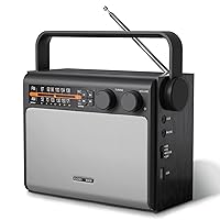 Portable AM FM Radio, Bluetooth Radio with Best Reception,Transistor Radio Plug in Wall or Battery Powered, Radio with Headphone Jack, USB, Aux in, Big Speaker, for Home Outdoor Gift