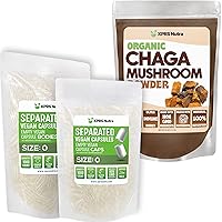 XPRS Nutra Separated Size 0 Capsules (1000 Count) with Chaga Powder (8 Ounce) Bundle