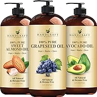 Handcraft Sweet Almond Oil with Grapeseed Oil and Avocado Oil - 100% Pure and Natural - Premium Therapeutic Grade Carrier Oils for Aromatherapy, Massage, Moisturizing Skin and Hair - Huge 16 fl. Oz