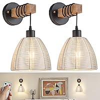 Battery Operated Wall Sconce, Wireless Wall Sconces Set Of Two With Remote Control, Indoor Dimmable Battery Operated Wall Lights For Bedroom Living Room, Rechargeable 3CCT Battery Light Bulb Included