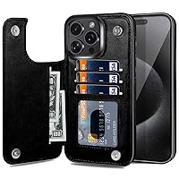 iMangoo for iPhone 15 Pro Max Wallet Case with Card Holder,iPhone 15 Pro Max 6.7 inch Flip Case PU Leather Kickstand Credit Card Slots Cash Pocket Magnet Clasp Phone Cover for Men Women Black