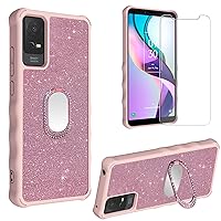 for TCL ION V Case Compatible with TCL ION X Phone Case T607DL [with Tempered Glass Screen Protector] [360 Degree rotationRing Support] SF-F