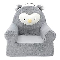 Soft Landing Animal Adventure Grey Sweet Seats, Premium and Comfy Toddler Lounge Chair with Carrying Handle & Side Pockets Owl
