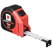 QUICKDRAW PRO Easy-Read Self Marking 25' Foot Tape Measure - 1st Measuring Tape with a Built in Pencil - Contractor Grade Steel Tape - Power Locking Tape Ruler