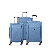 DELSEY Paris Rami Softside Expandable Luggage with Spinner Wheels, Light Blue, 3 Piece Set (20/24/28)