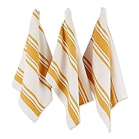DII Everyday Kitchen Dishtowel Collection Large Chef Stripe Tea Towel, 18x28, Honey Gold, 3 Count