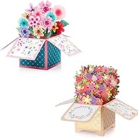 Giiffu 3D Bouquet Pop Up Card, Mother's Day Gift Card, Birthday Card for Her, 3D Flower Box Greeting Cards with Note Card and Envelopes for All Occasions