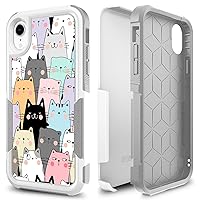 Case for iPhone Xs, Cute Cats Funny Pattern Shock-Absorption Hard PC and Inner Silicone Hybrid Dual Layer Armor Defender Case for Apple iPhone X and iPhone Xs