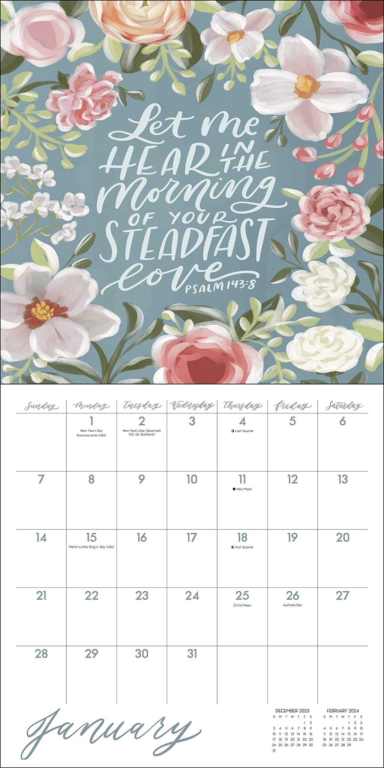 Scriptures and Florals 2024 Wall Calendar