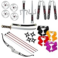 Dress Up America Ninja Weapons - Ninja Toys Includes Katana, Bow & Arrow, Eye Masks and More - Ninja Warrior Costume Accessory Set for Kids