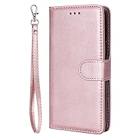 Wallet Case Compatible with Huawei P Smart Z, Solid Color PU Leather Case Flip Folio Cover with Magnetic Detachable for P Smart Z (Rose Gold)