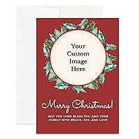 Personalized Christian Christmas personalized Card Custom Your Photo Image Upload Your Text Greeting Card (Single Card)