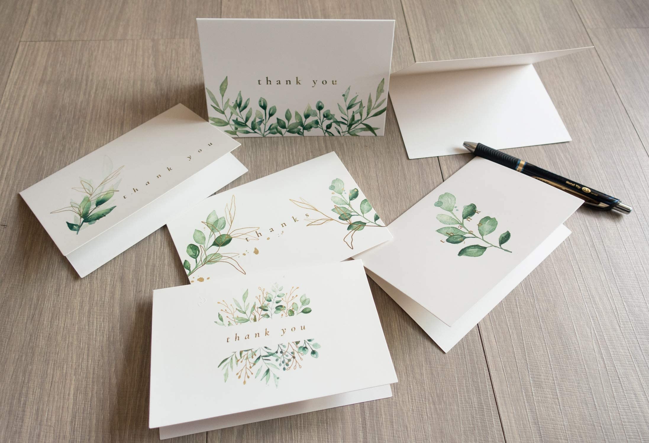 Gooji 4x6 Golden Greenery Thank You Cards with Envelopes (Bulk 36-Pack), Matching Peel-and-Seal Envelopes | Wedding Thank You Cards, Bridal Shower Thank You Cards, Birthday Party, Baby Shower, Blank Notes Small Business Box Assorted Stationary Personalize