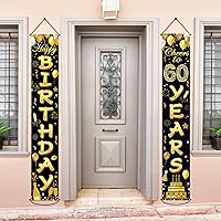 60th Birthday Party Banner Decorations for Women Men 60 Year Old Door Banners Signs Black Gold Cheers to 60 Years Brithday Party Supplies Welcome Porch Sign for Indoor Outdoor (60th)