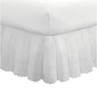 Ideas Ruffled Eyelet Bed Skirt Dust Ruffle with Gathered Styling and Embroidered Details, 14