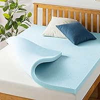 Best Price Mattress 1.5 Inch Ventilated Memory Foam Mattress Topper, Cooling Gel Infusion, CertiPUR-US Certified, Full, Blue