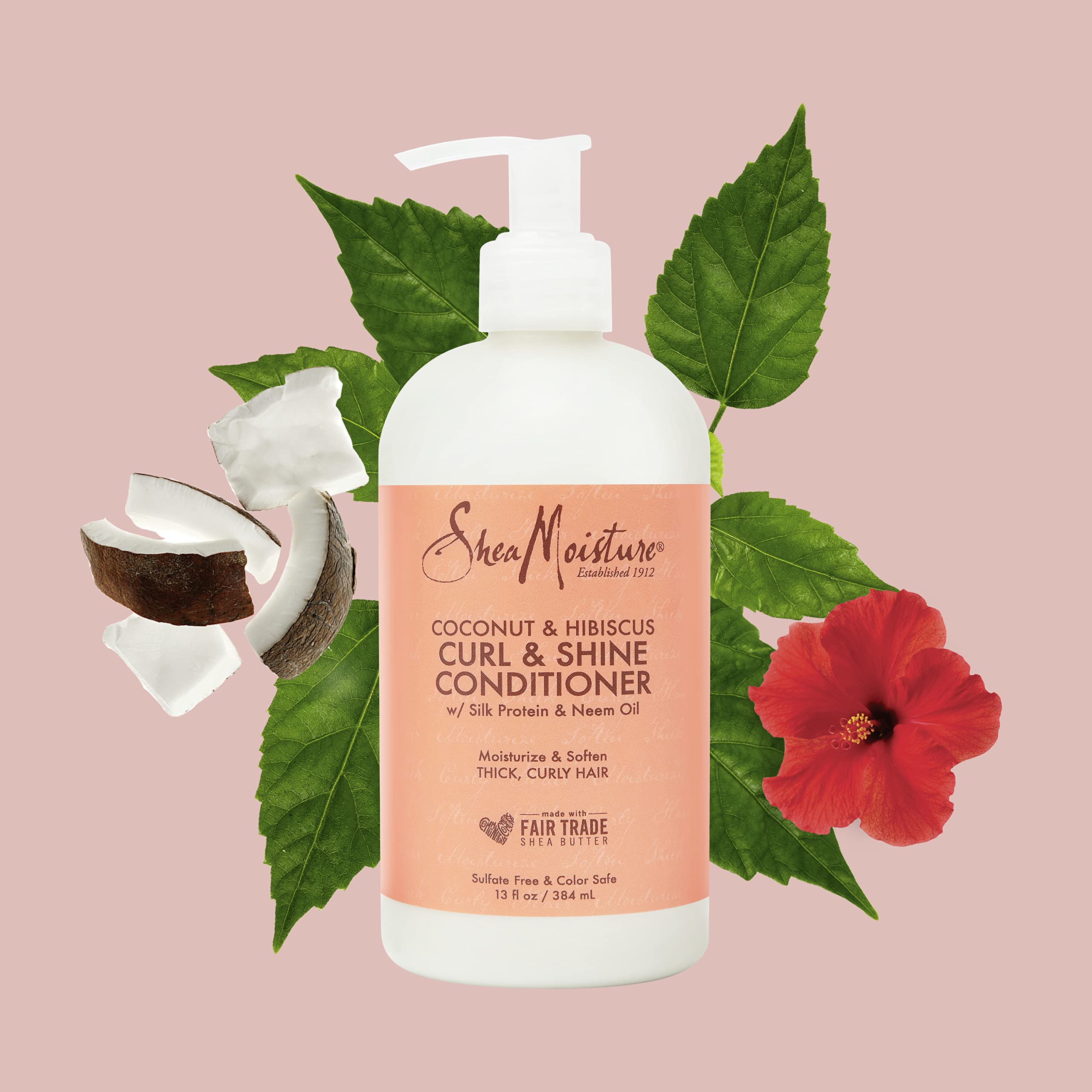 SheaMoisture Conditioner Curl and Shine Silicone Free for Curly Hair Coconut Hibiscus Moisturize & Define 13oz.