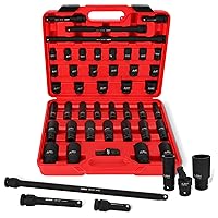 ABN 1/2-Inch Drive Metric Shallow & Deep Impact Socket Set 43 Piece Set 9mm to 30mm with Extensions & Swivel Joint