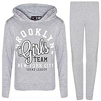 Girls Tops Kids Brooklyn Girls Team Print Hooded T Shirt Top Legging Set 7-13 Yr