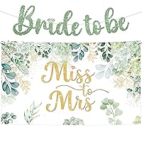 KatchOn, Green Glitter Bride To Be Banner - Pack of 2 | Green Miss to Mrs Banner | Bridal Shower Decorations | Bride To Be Sign for Green Bachelorette Party Decorations | Tropical Bridal Shower Decor