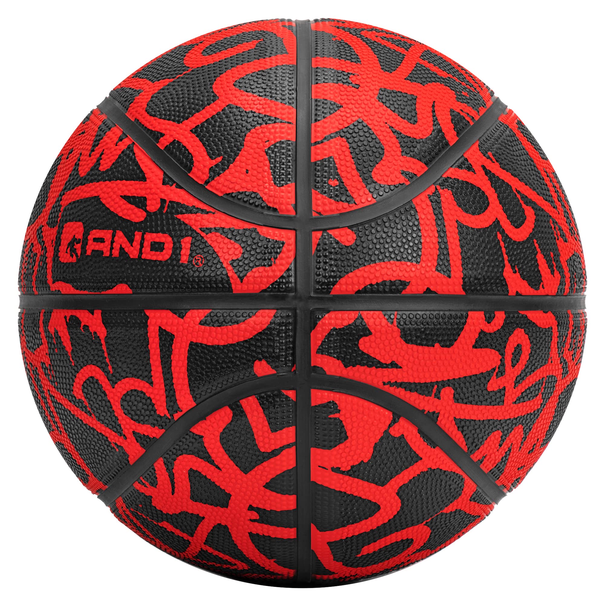 AND1 Fantom Graffiti Basketball: Official Regulation Size 7 (29.5 inches) Rubber Basketball - Deep Channel Construction Streetball, Made for Indoor Outdoor Basketball Games