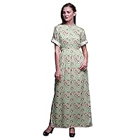 Bimba Rayon Watercolor Printed Women's Long Maxi Dress Gown with Side Slit