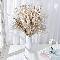 Dried Pampas Grass Decor,109pcs 17Inch Natural Dried Pampas Grass Bouquet Home Decor Dried Flowers Arrangements for Boho Wedding Farmhouse Party Decor,White & Natural Pampas,Reed Grass,Bunny Tails