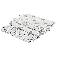 Bacati - 4 Pack Sports Baby Swaddle Blankets Boys Swaddle Wrap Soft Breathable Cotton Muslin Swaddle Blankets Receiving Blanket for Boys, Large 45 x 45 inches (Football Brown/Grey)