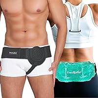 Inguinal Left or Right Side Groin Hernia Support Belt Hot & Cold Gel Bead Back Therapy Wrap for Pain, Swelling & Soreness-Two Piece Bundle