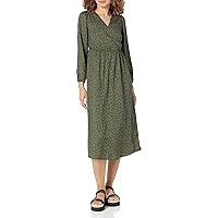 Amazon Essentials Women's Lightweight Georgette Long Sleeve V-Neck Midi Dress (Available in Plus Size)