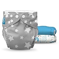 Charlie Banana Reusable Washable Cloth Diapers, Adjustable One Size for Baby Girls Boys, Soft Pocket Diapers with Absorbent Inserts - Under The Stars, 3 Pack