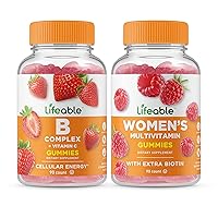 Lifeable B Complex + Women's Multivitamin, Gummies Bundle - Great Tasting, Vitamin Supplement, Gluten Free, GMO Free, Chewable