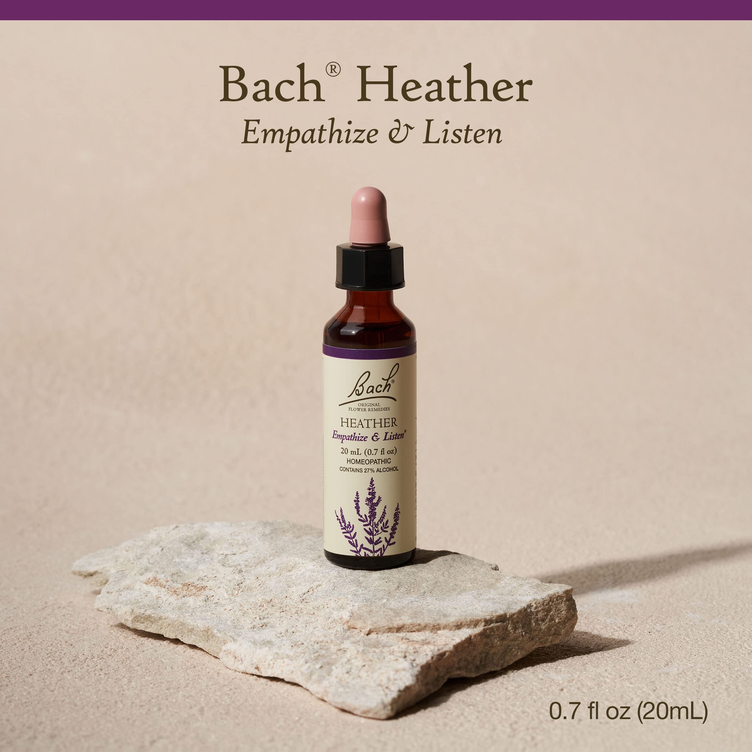 Bach Original Flower Remedies, Heather for Empathy, Natural Homeopathic Flower Essence, Holistic Wellness, Vegan, 20mL Dropper
