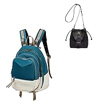 DORIS&JACKY UNISEX Campus Backpack+Small Leather Drawstring Shoulder Bag