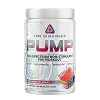 Pump Full-Spectrum Non-Stimulant Pre-Workout, with N03T Nitrate, Peak02, Alpha GPC, for Maximum Pump, Strength, and Performance 20 Servings (Watermelon Grape)