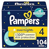 Pampers Swaddlers Overnights Diapers - Size 4, 104 Count, Disposable Baby Diapers, Night Time Skin Protection