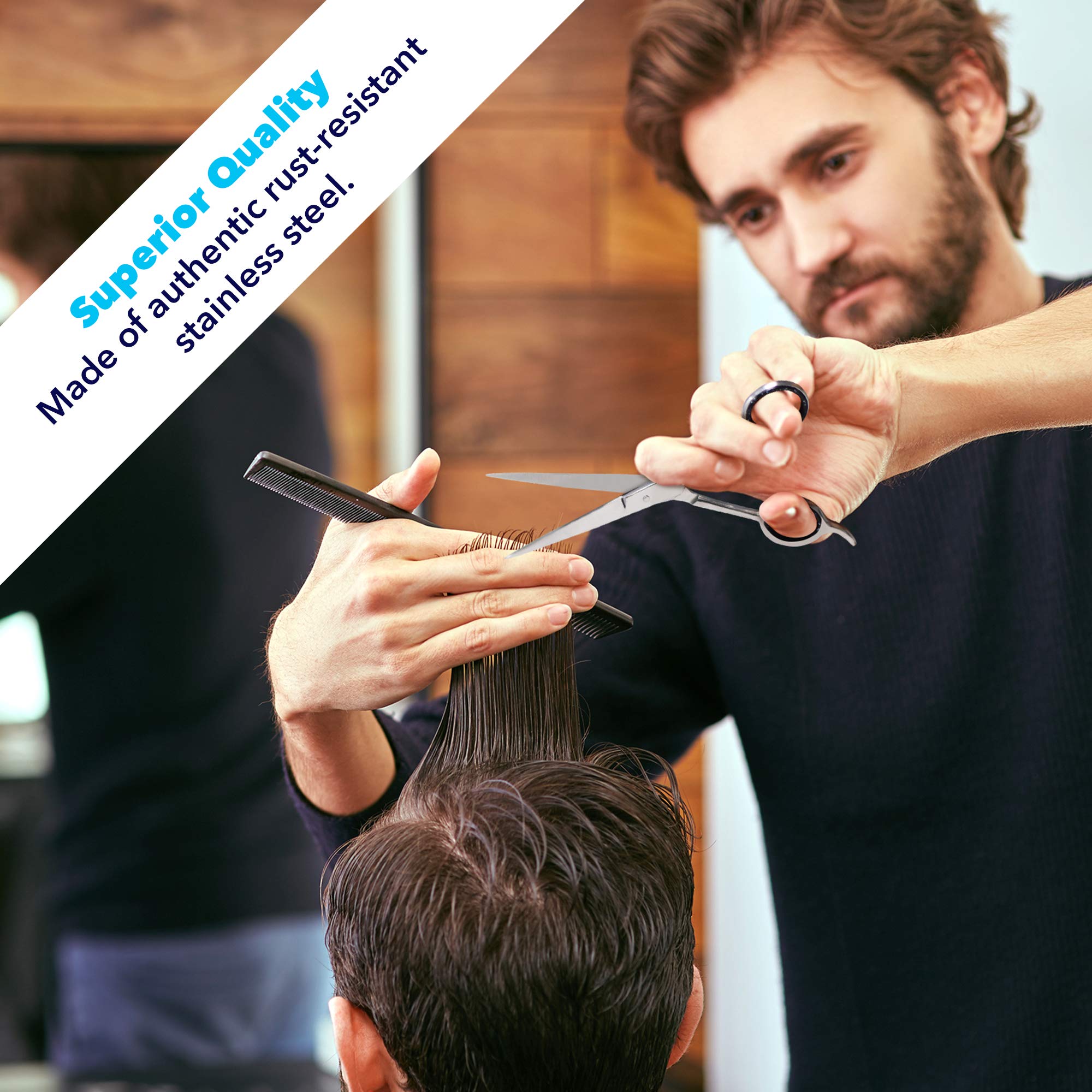 Equinox International, Professional Hair Scissors, Hair Cutting Scissors Professional, 6.5” Overall Length, Barber Scissors For Men & Women, Premium Shears For Salon & Home Use (Ice Tempered, Silver)