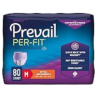 Prevail Per-Fit for Women Daily Protective Underwear, Pull-up Disposable Adult Diaper for Women, Extra Absorbency, Medium, 80 Count (4 Packs of 20)