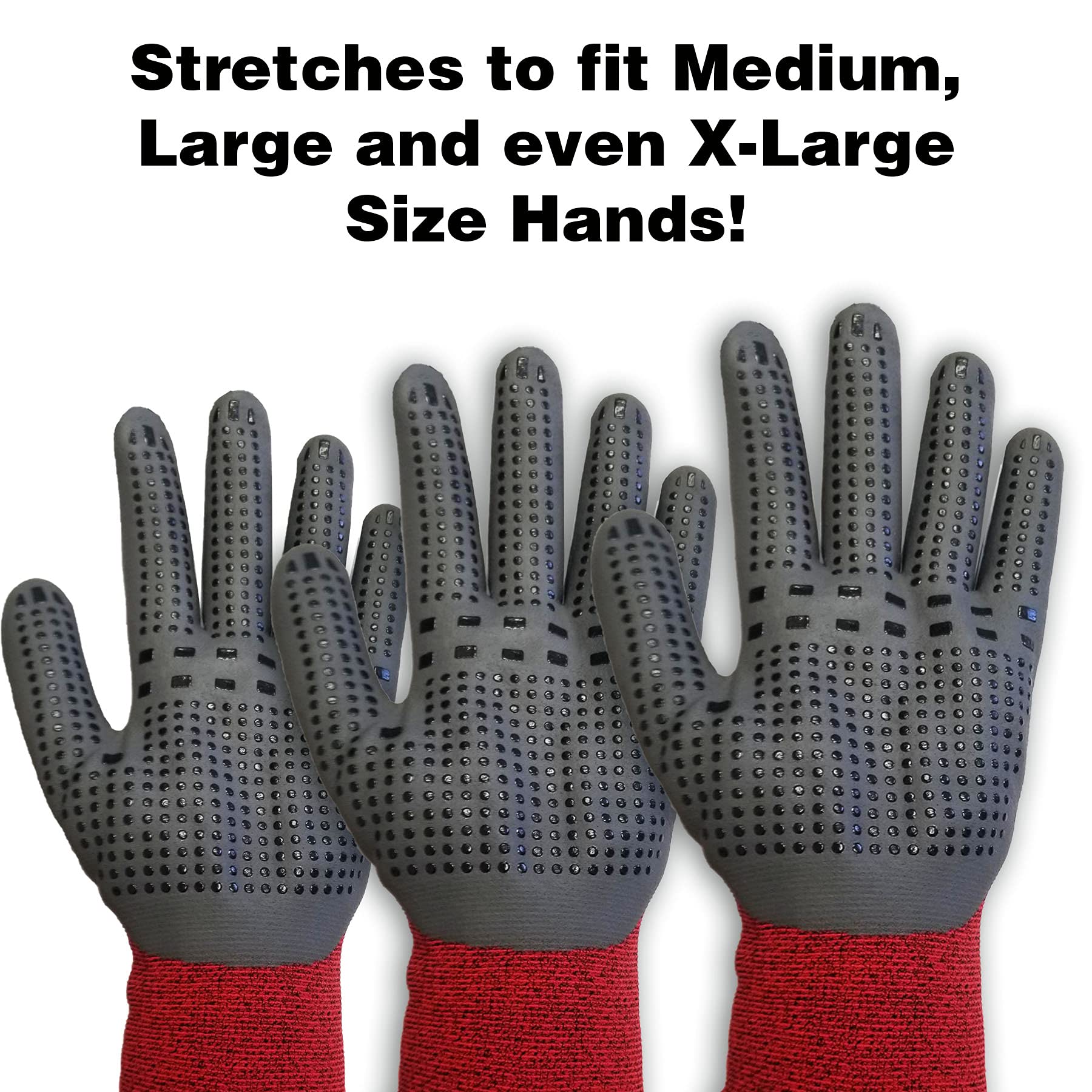 Midwest Gloves & Gear 90CF-EA MAX Grip Glove, RED/Black Large