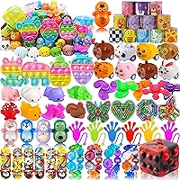 56 Pcs Pop Party Favors for Kids, Fidget Treasure Box Toys, Classroom Prizes, Pinata Filler Goody Bag Stuffers, Treasure Chest, Carnival Prize Box Toys for Boys Girls, Easter Basket Eggs Fillers