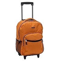 Rockland Double Handle Rolling Backpack, Orange, 17-Inch