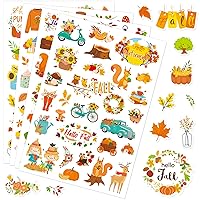 Fall Stickers 640 Counts Hello Autumn Season Pumpkin, Scarecrow, Maple, Sunflower Shape Adhesive Sticker for Water Bottles Art Crafts Girls Toddlers Invitations Envelopes Party Gifts Bags Decor