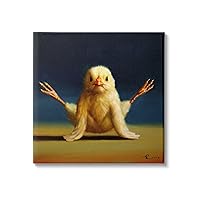 Stupell Industries Yoga Chicks Firefly Pose Funny Farm Animal Painting, Design by Lucia Heffernan Canvas Wall Art, 17 x 17, Yellow