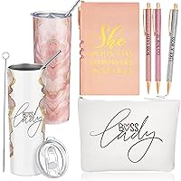6 Pcs Leader Lady Appreciation Day Gift Sets Christmas Pink Gift for Lady Thank You Gifts for Women 20 oz Pink Marble Sign Tumbler Makeup Bag A6 Notepad with Ballpoints (Pink, Leader Lady)