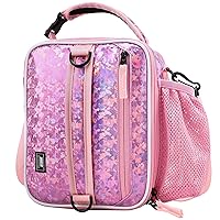 MIER Expandable Lunch Bag Insulated Lunch Box for Teen Girls Women to School Work Travel Portable Lunchbox Bags with Shoulder Strap and Water Bottle Holder(Pink)