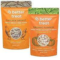 A Better Treat – Freeze Dried Organic Pumpkin & Free-Range Chicken Dog and Cat Treats, Single Ingredient, Sensitive Stomachs | Natural, Healthy, Diabetic Friendly | Made in The USA…