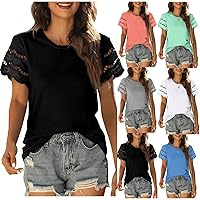 Women's Blouses Fashion 2023 Casual Round Neck Bubble Short Sleeved T-Shirt Tunic Top T Shirts