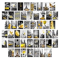 Wall Collage Kit Eiffel Tower Decor - Aesthetic Pictures Posters Black and white Paris Wall Art Romantic Modern Cityscape Yellow Umbrella Car Photo for Home Teen Girls Bedroom Dorm 50 Set 4x6inch